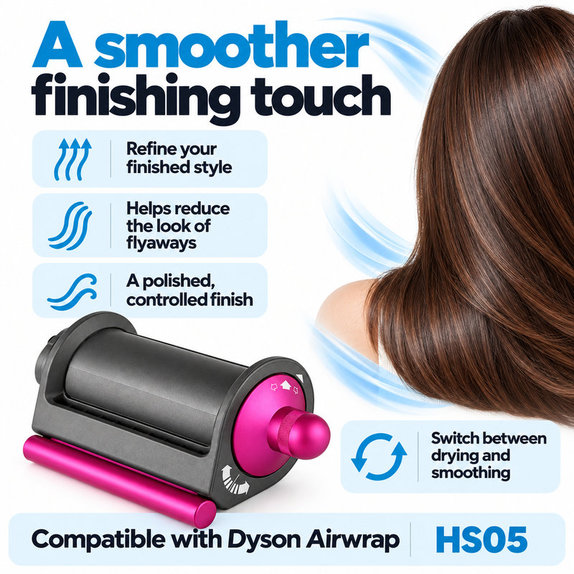 Końcówka Coanda do wygładzania i suszenia do Dyson Airwrap HS05, Iron / Fuchsia