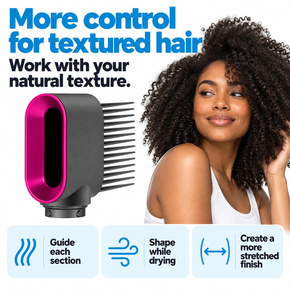 Grzebień z szerokimi zębami do Dyson Airwrap HS01, HS05, Iron / Fuchsia