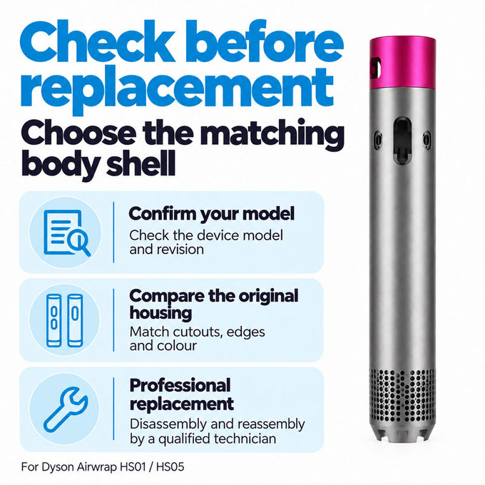 Obudowa korpusu głównego do Dyson Airwrap HS01, HS05, Nickel / Fuchsia