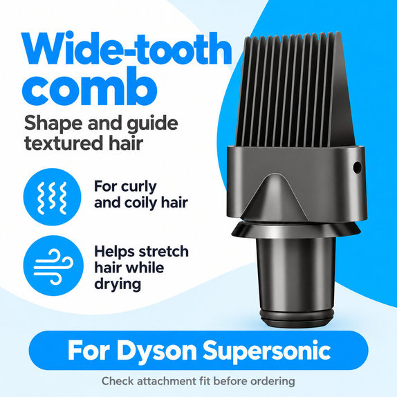 Grzebień z szerokimi zębami do Dyson Supersonic HD01, HD03, HD07, HD15, HD16