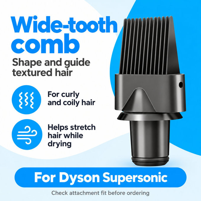 Grzebień z szerokimi zębami do Dyson Supersonic HD01, HD03, HD07, HD15, HD16