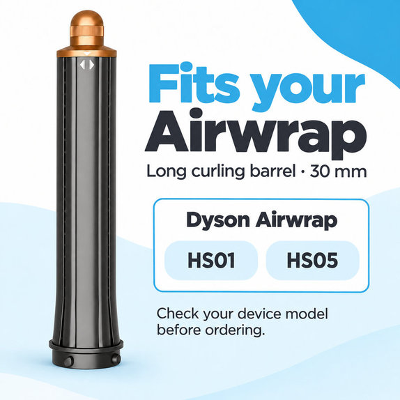Długa końcówka do loków do Dyson Airwrap HS01, HS05, 30 mm, Nickel / Copper
