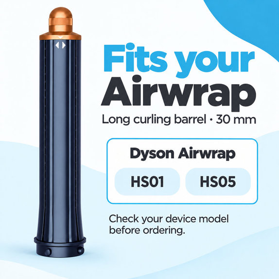 Długa końcówka do loków do Dyson Airwrap HS01, HS05, 30 mm, Prussian Blue / Rich Copper