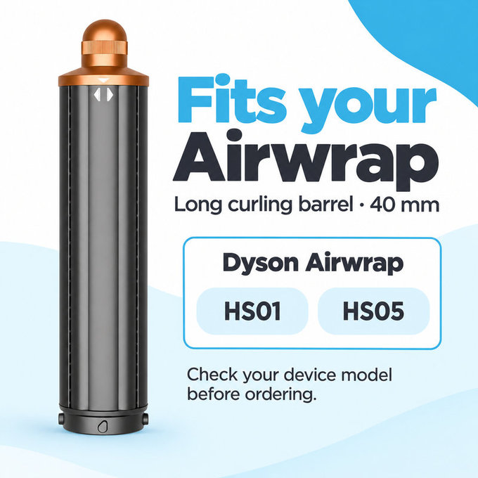 Długa końcówka do loków do Dyson Airwrap HS01, HS05, 40 mm, Nickel / Copper