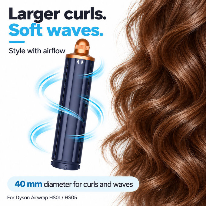 Długa końcówka do loków do Dyson Airwrap HS01, HS05, 40 mm, Prussian Blue / Rich Copper