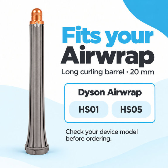 Długa końcówka do loków do Dyson Airwrap HS01, HS05, 20 mm, Nickel / Copper