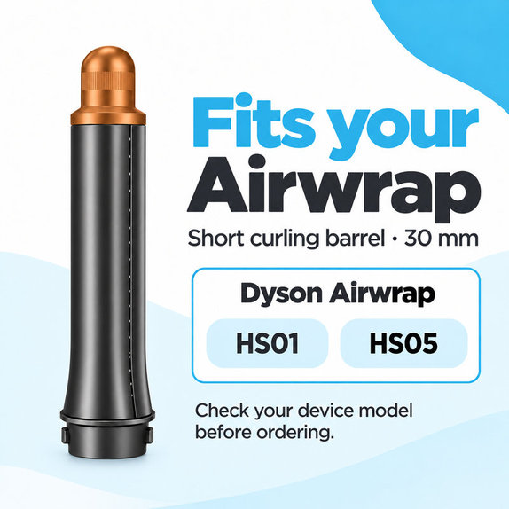 Krótka końcówka do loków do Dyson Airwrap HS01, HS05, 30 mm, Nickel / Copper