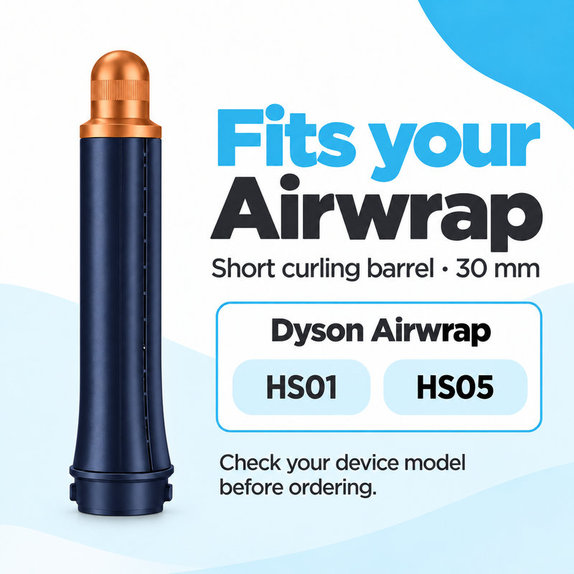 Krótka końcówka do loków do Dyson Airwrap HS01, HS05, 30 mm, Prussian Blue / Rich Copper