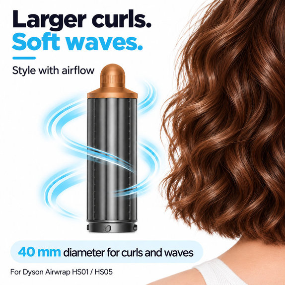 Krótka końcówka do loków do Dyson Airwrap HS01, HS05, 40 mm, Nickel / Copper