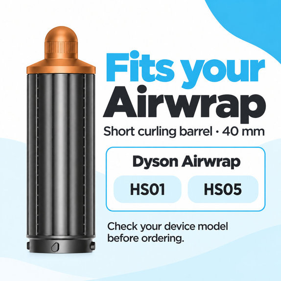 Krótka końcówka do loków do Dyson Airwrap HS01, HS05, 40 mm, Nickel / Copper