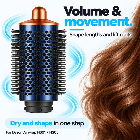Duża okrągła szczotka zwiększająca objętość do Dyson Airwrap HS01, HS05, Prussian Blue / Rich Copper