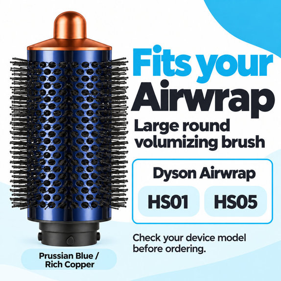 Duża okrągła szczotka zwiększająca objętość do Dyson Airwrap HS01, HS05, Prussian Blue / Rich Copper