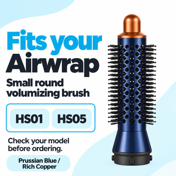 Mała okrągła szczotka zwiększająca objętość do Dyson Airwrap HS01, HS05, Prussian Blue / Rich Copper