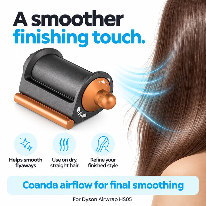 Końcówka Coanda do wygładzania i suszenia do Dyson Airwrap HS05, Nickel / Copper