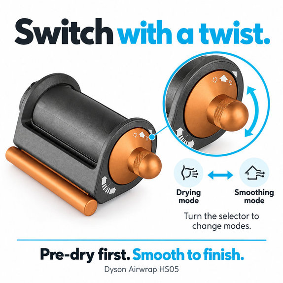 Końcówka Coanda do wygładzania i suszenia do Dyson Airwrap HS05, Nickel / Copper