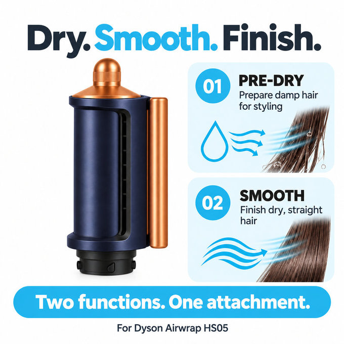Końcówka Coanda do wygładzania i suszenia do Dyson Airwrap HS05, Prussian Blue / Rich Copper