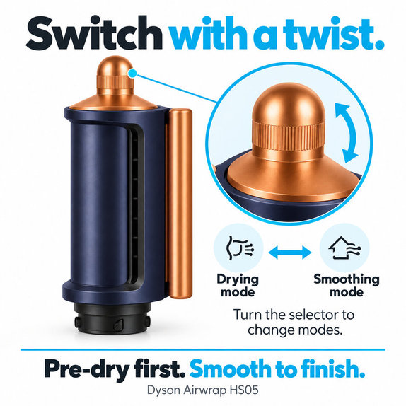 Końcówka Coanda do wygładzania i suszenia do Dyson Airwrap HS05, Prussian Blue / Rich Copper