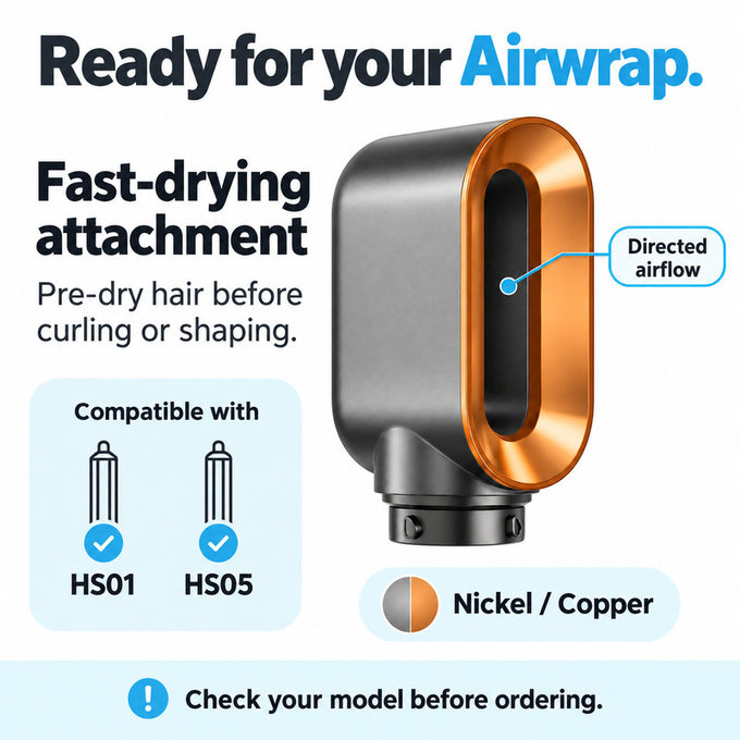 Końcówka do szybkiego suszenia do Dyson Airwrap HS01, HS05, Nickel / Copper