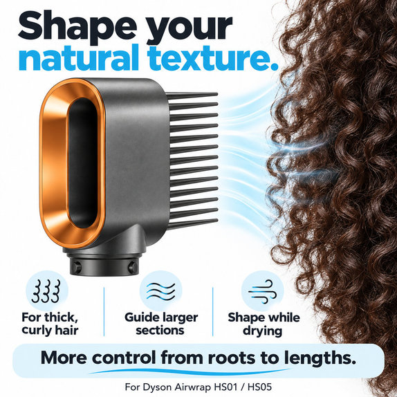 Grzebień z szerokimi zębami do Dyson Airwrap HS01, HS05, Nickel / Copper