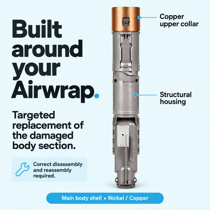 Obudowa korpusu głównego do Dyson Airwrap HS01, HS05, Nickel / Copper