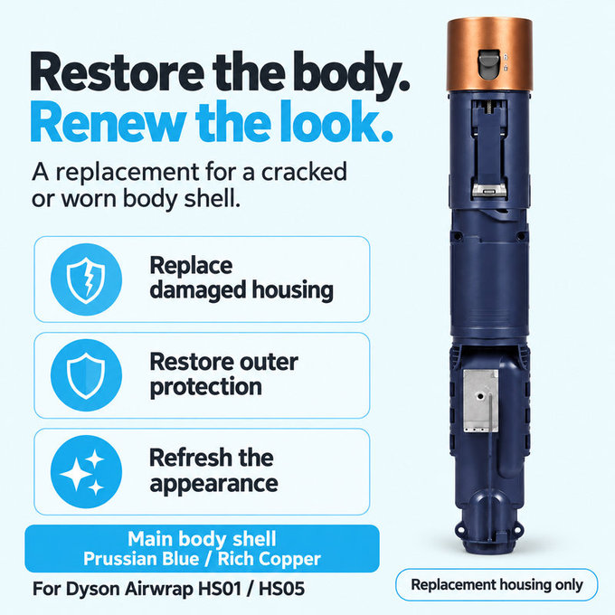 Obudowa korpusu głównego do Dyson Airwrap HS01, HS05, Prussian Blue / Rich Copper