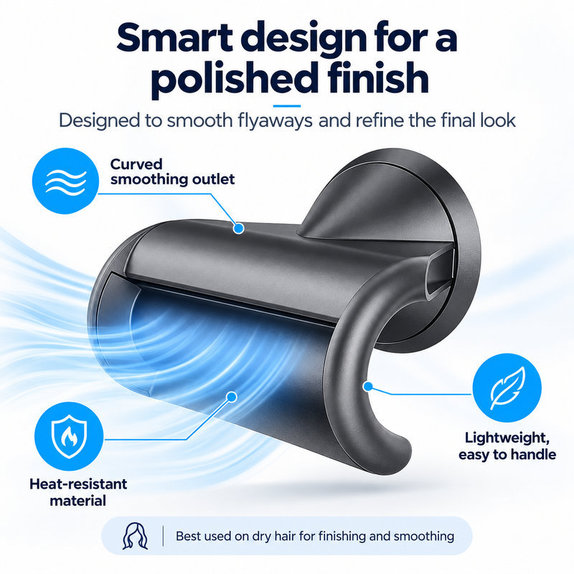 Końcówka wygładzająca Flyaway do Dyson Supersonic HD01, HD03, HD07, HD15, HD16, Black