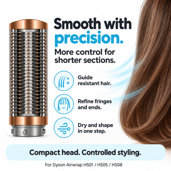 Mała twarda szczotka wygładzająca do Dyson Airwrap HS01, HS05, HS08, Nickel / Copper
