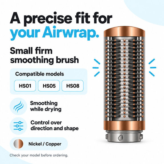 Mała twarda szczotka wygładzająca do Dyson Airwrap HS01, HS05, HS08, Nickel / Copper