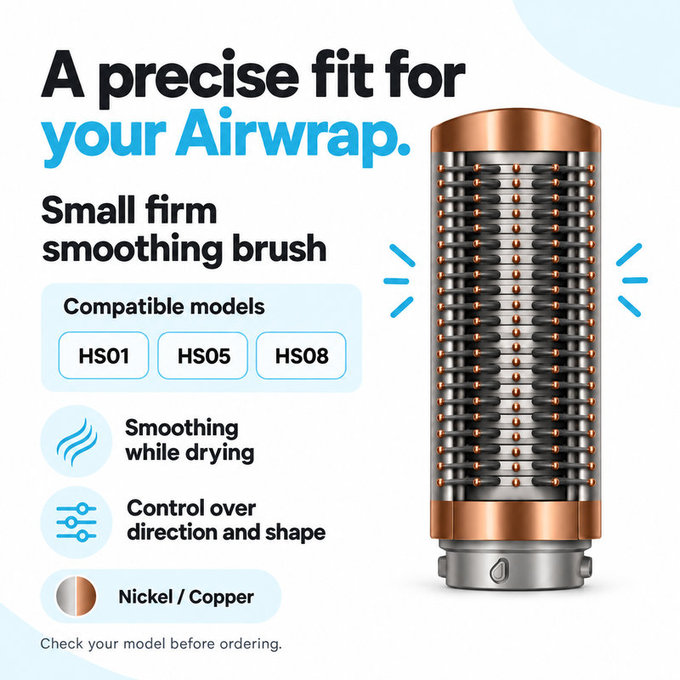 Mała twarda szczotka wygładzająca do Dyson Airwrap HS01, HS05, HS08, Nickel / Copper