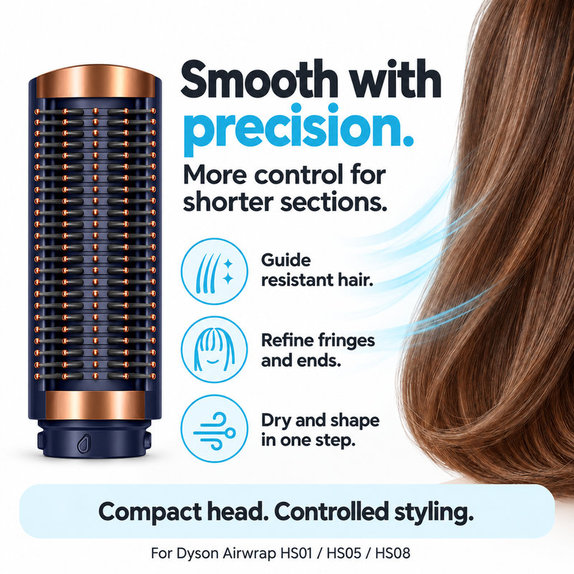 Mała twarda szczotka wygładzająca do Dyson Airwrap HS01, HS05, HS08, Prussian Blue / Rich Copper