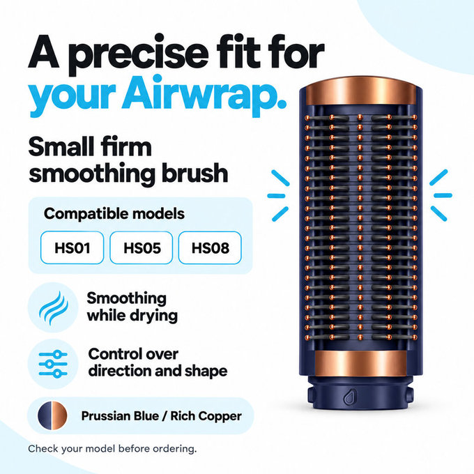Mała twarda szczotka wygładzająca do Dyson Airwrap HS01, HS05, HS08, Prussian Blue / Rich Copper