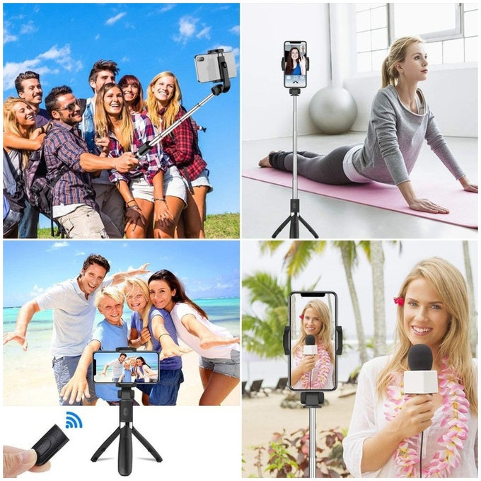 Selfie stick ze statywem L02S, czarna, Tech-Protect