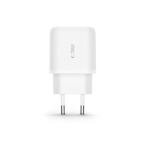 Ładowarka sieciowa C20W 2-PORT PD 20W / QC3.0 + Lightning Cable, biała, Tech-Protect