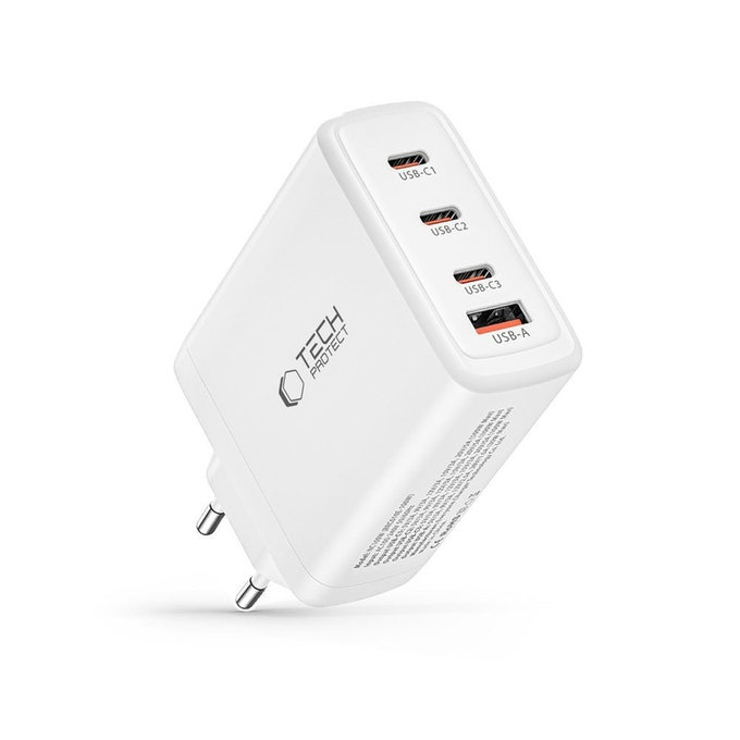 Ładowarka sieciowa NC100W-GAN 4-PORT PD 100W / QC3.0, biała, Tech-Protect