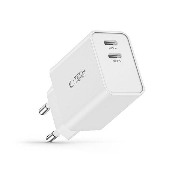 Ładowarka sieciowa C35W 2-PORT PD 35W, biała, Tech-Protect
