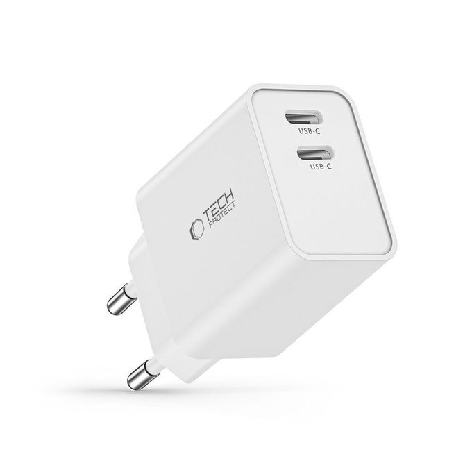 Ładowarka sieciowa C35W 2-PORT PD 35W, biała, Tech-Protect