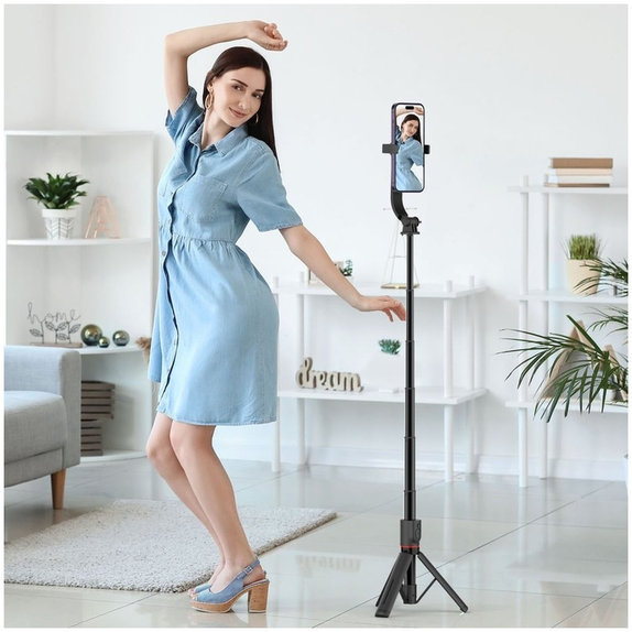 Selfie stick ze statywem L04S MagSafe, czarna, Tech-Protect
