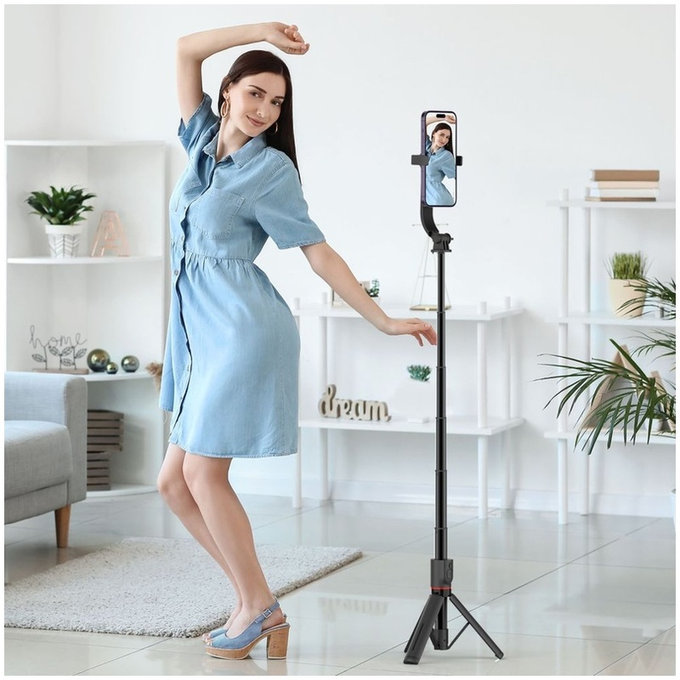 Selfie stick ze statywem L04S MagSafe, czarna, Tech-Protect
