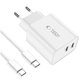 Ładowarka sieciowa C35W 2-PORT PD 35W + USB-C Cable, biała, Tech-Protect