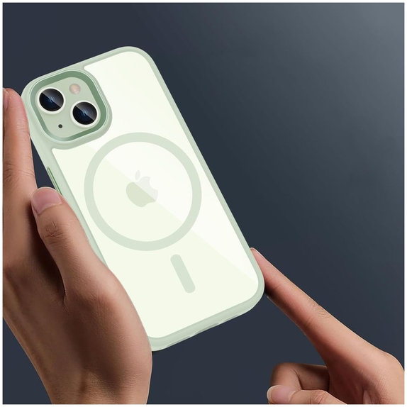 Etui MagMat MagSafe do iPhone 15, zielona/przezroczysta, Tech-Protect