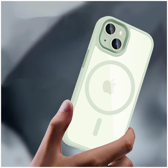 Etui MagMat MagSafe do iPhone 15, zielona/przezroczysta, Tech-Protect
