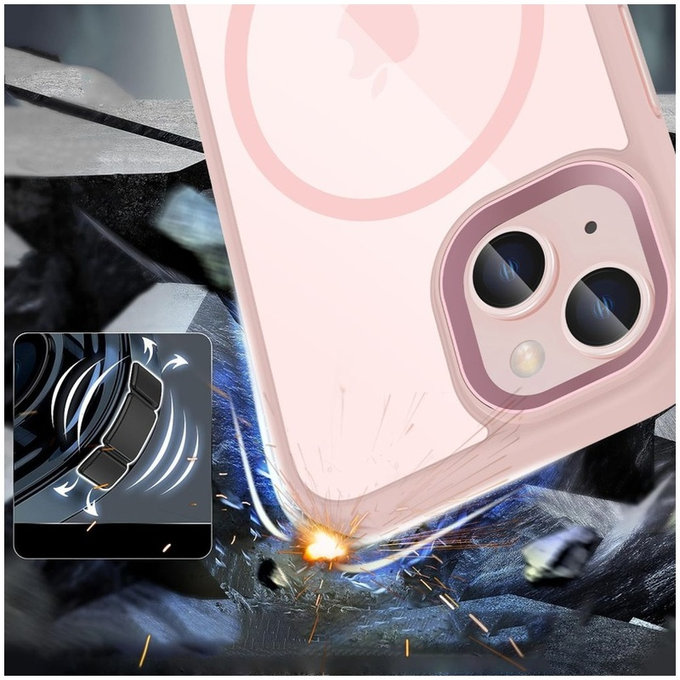 Etui MagMat MagSafe do iPhone 15, różowa/przezroczysta, Tech-Protect