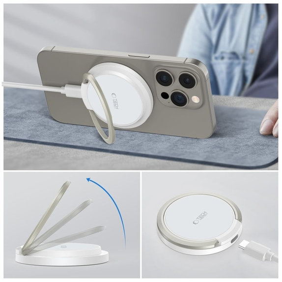 Ładowarka bezprzewodowa QI15W-A33 Magnetic MagSafe, biała, Tech-Protect