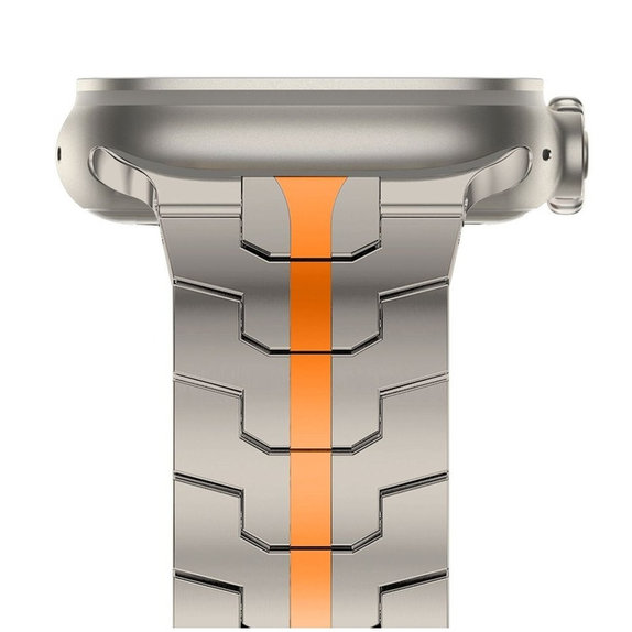 Pasek Stainless Line do Apple Watch 8 / 9 / 10 / 11 / SE / Ultra (44 / 45 / 46 / 49 mm), Titanium/Orange, Tech-Protect