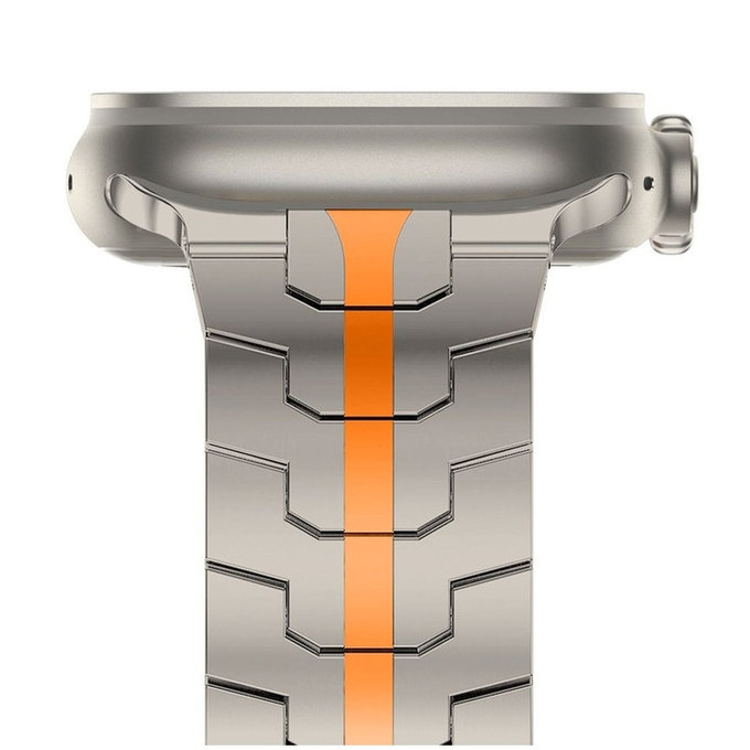 Pasek Stainless Line do Apple Watch 8 / 9 / 10 / 11 / SE / Ultra (44 / 45 / 46 / 49 mm), Titanium/Orange, Tech-Protect