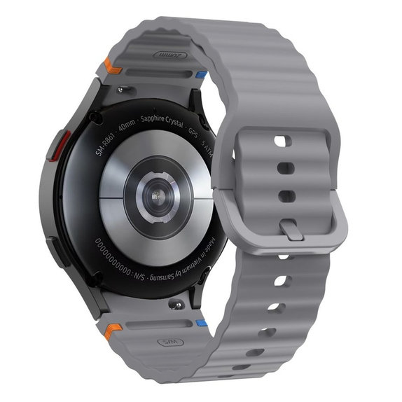 Pasek Silicone Sport do Samsung Watch 4 / 5 / 5 Pro / 6 / 7 / FE, Crayon Grey, Tech-Protect