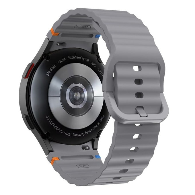 Pasek Silicone Sport do Samsung Watch 4 / 5 / 5 Pro / 6 / 7 / FE, Crayon Grey, Tech-Protect