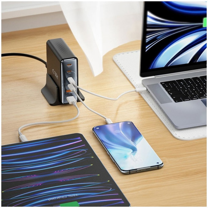 Ładowarka sieciowa DC80W-GAN 6-PORT PD 80W / QC3.0, czarna, Tech-Protect
