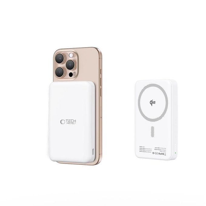 Powerbank PB24 Lifemag Qi2 MagSafe 10000mAh, biała, Tech-Protect