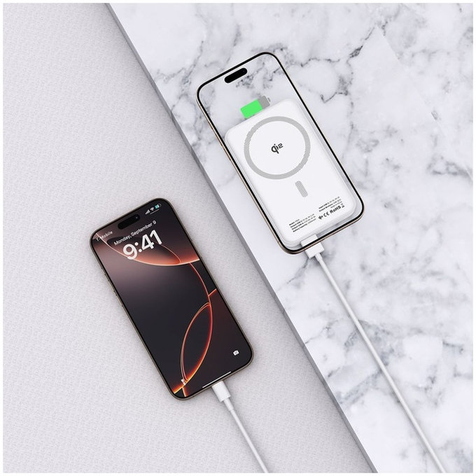 Powerbank PB24 Lifemag Qi2 MagSafe 10000mAh, biała, Tech-Protect